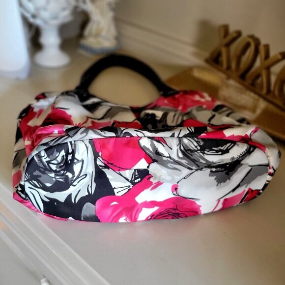 Brighton Floral Madison Shoulder Purse Hobo Black Red Pink Gray Nylon - Picture 9 of 11